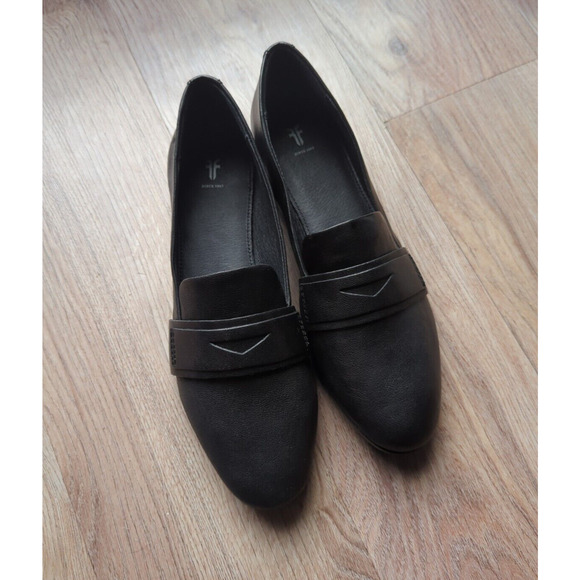 Frye Terri Buffalo Black Leather Penny Loafer Flats Womens 9 - Picture 9 of 16